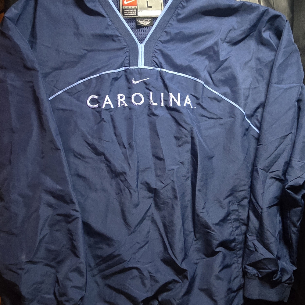 Vintage 90s Nike Team UNC Carolina Tar Heels Large Pullover Windbreaker Jacket